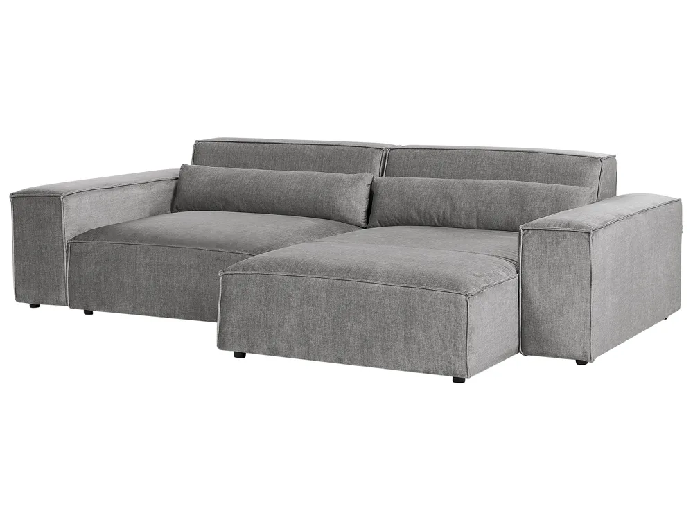 Modular Corner Sofa 3 Seater HELLNAR with Ottoman Fabric Grey Left Hand_911878
