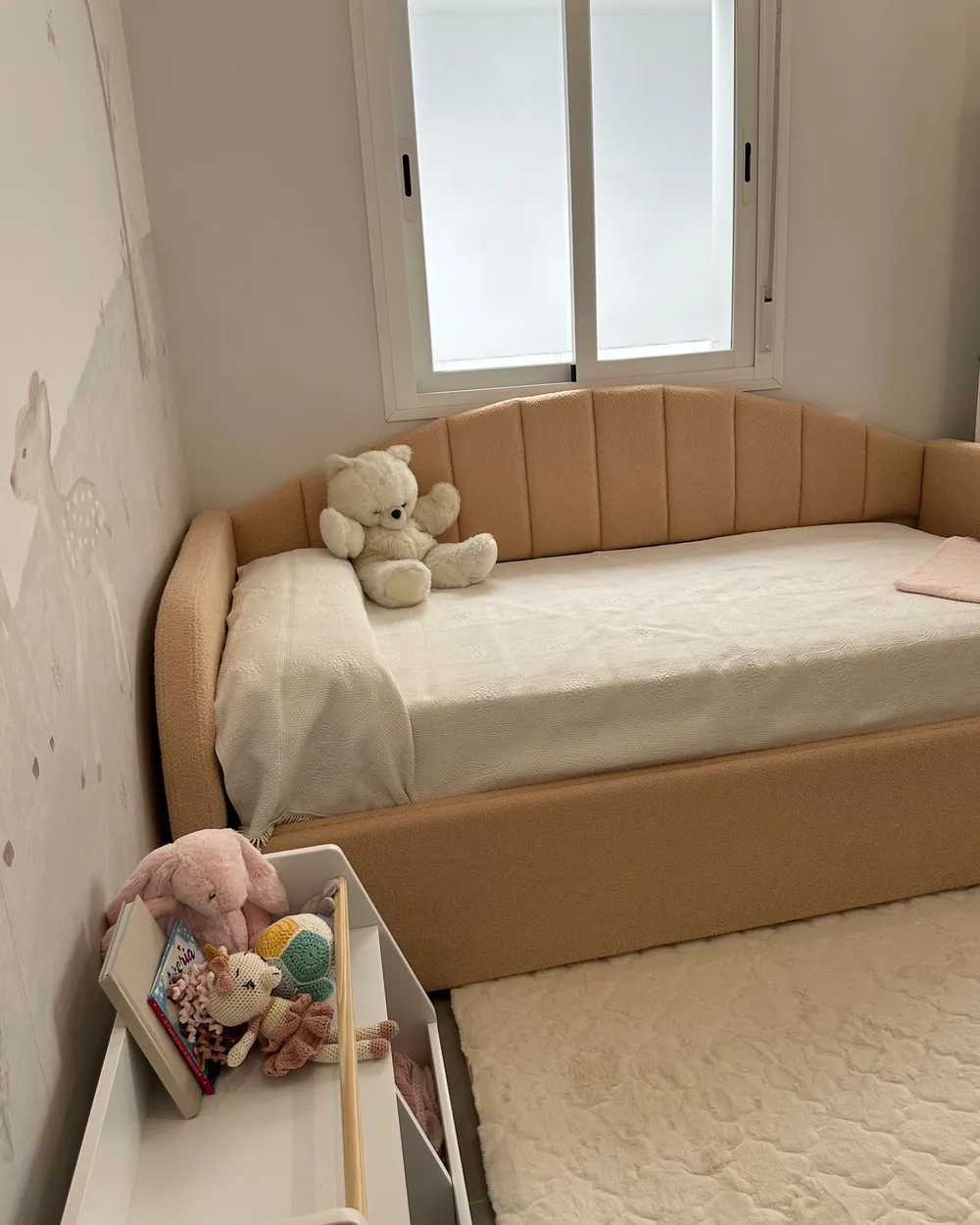 Ausziehbett Bouclé EYBURIE 90 x 200 cm Pfirsichrosa_942663