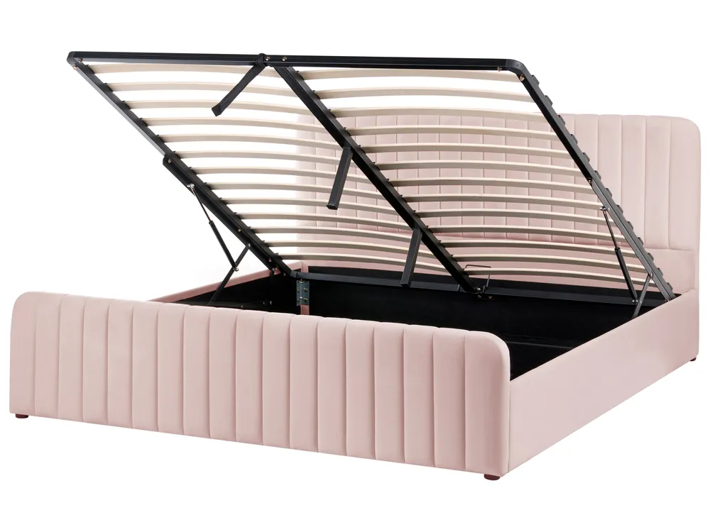 Bett mit Stauraum LUNAN Pastellrosa 180 x 200 cm