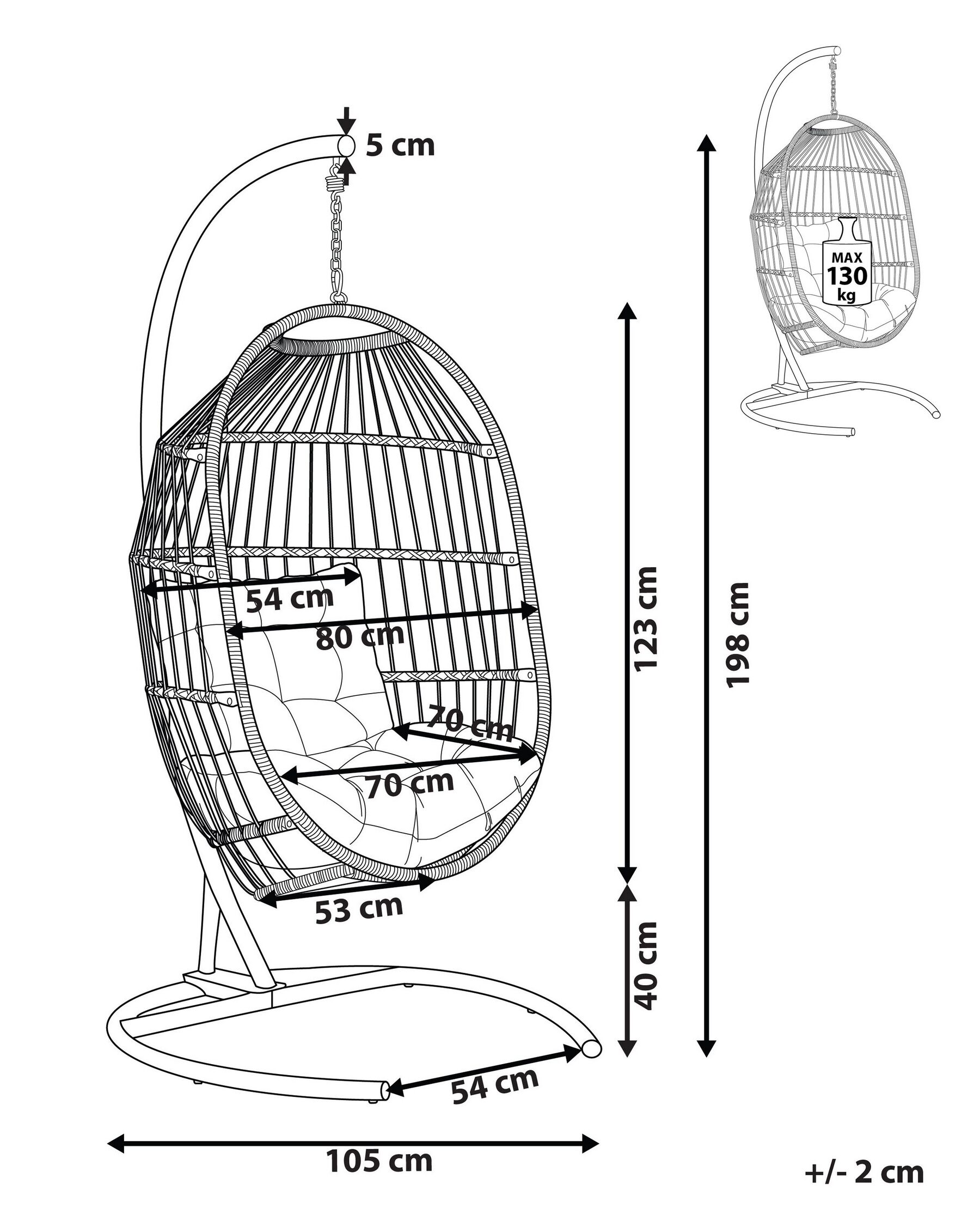Hängesessel mit Gestell SESIA Polyrattan Dunkelgrau_806074