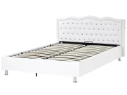 Bett mit Stauraum METZ Kunstleder Weiß 160 x 200 cm_1060468