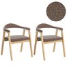 Esszimmerstuhl 2er Set ONECO Holz Hellbraun / Taupe