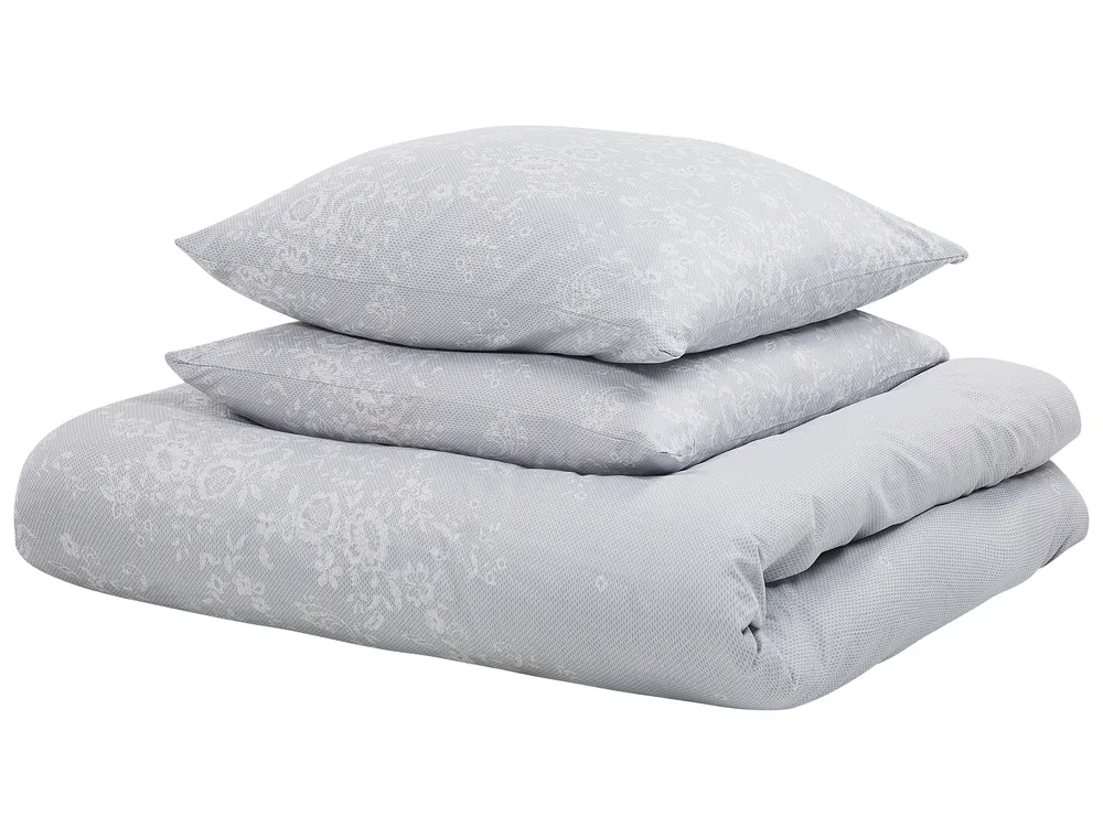Bettwäsche-Set MORNINGSIDE 155 x 220 cm Baumwollsatin Grau_815069