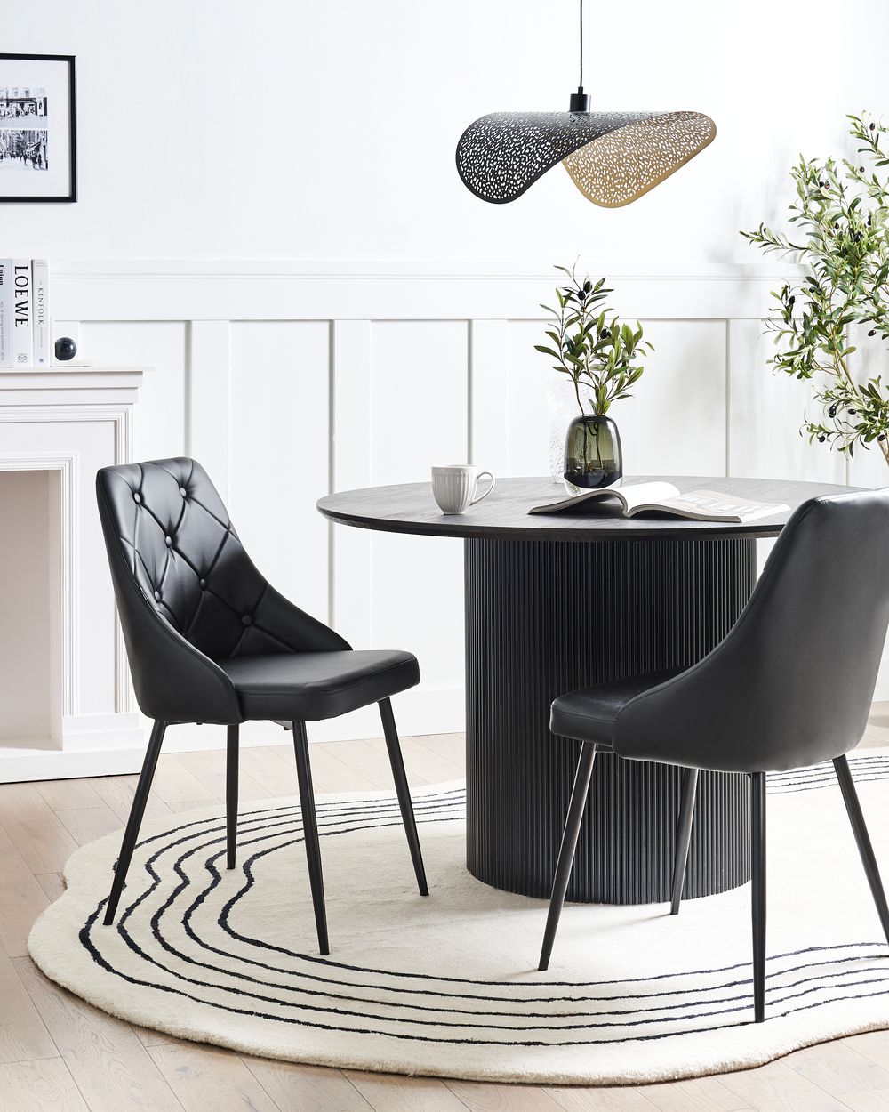 Set of 2 Dining Chairs VALERIE Faux Leather Black