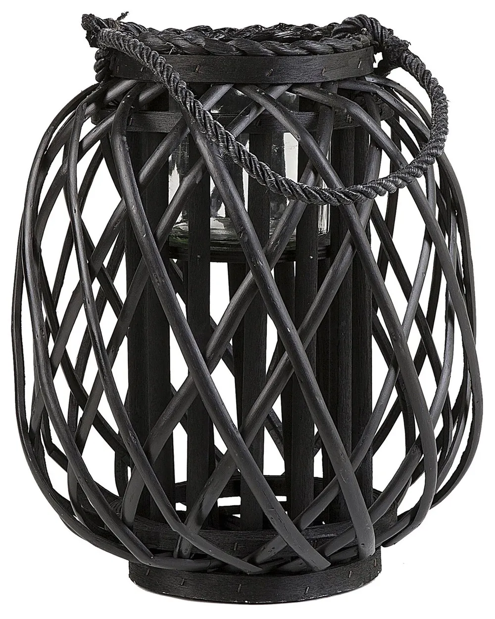 Laterne MAURITIUS 30 cm Weidenholz Schwarz