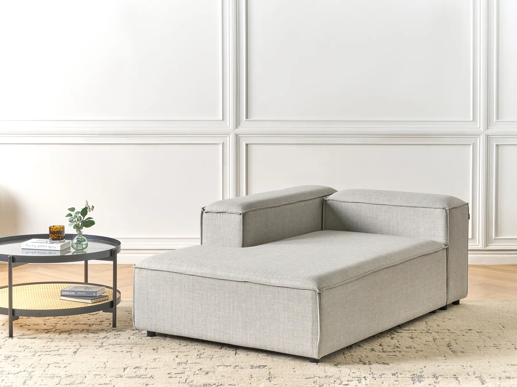 Rechtsseitige Chaiselongue ARDAL Stoff Hellgrau_949458