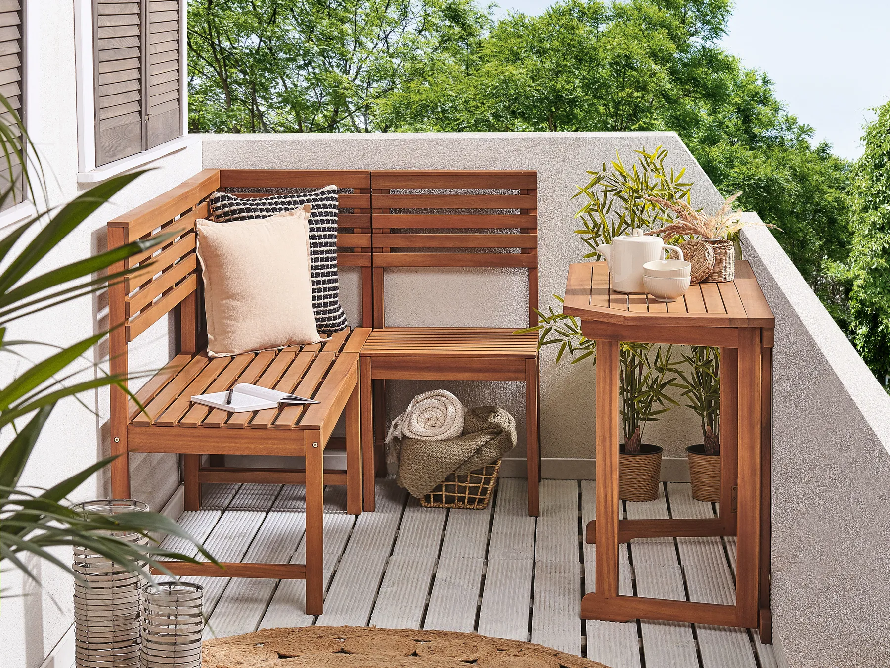 Balcony Dining Set 4 Seater TREIA Acacia Wood Brown_811878