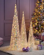 Weihnachtsdekoration 3er Set LED SONDER 40/60/80 cm Weihnachtsbaum Weiß_1141697