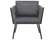Bistro Set with Cushions GARGANO PE Rattan Grey_856482