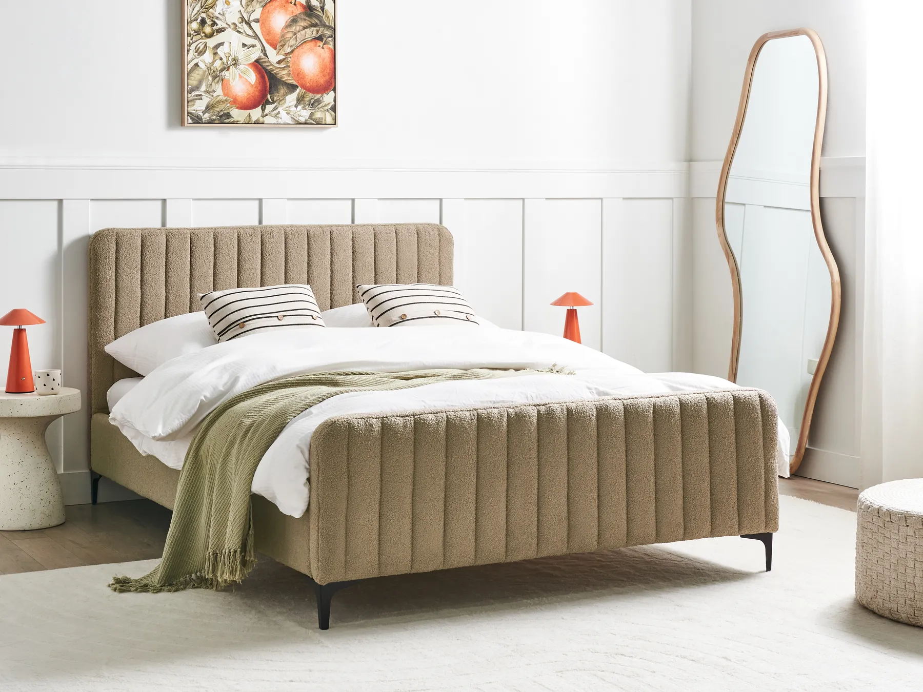 Bett mit Lattenrost Bouclé LUNAN 140 x 200 cm Taupe_960869