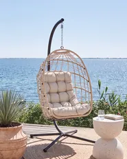 Hanging Chair with Stand MORNESE Metal Natural_1146565
