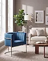 Sessel LARVIK Samtstoff Blau