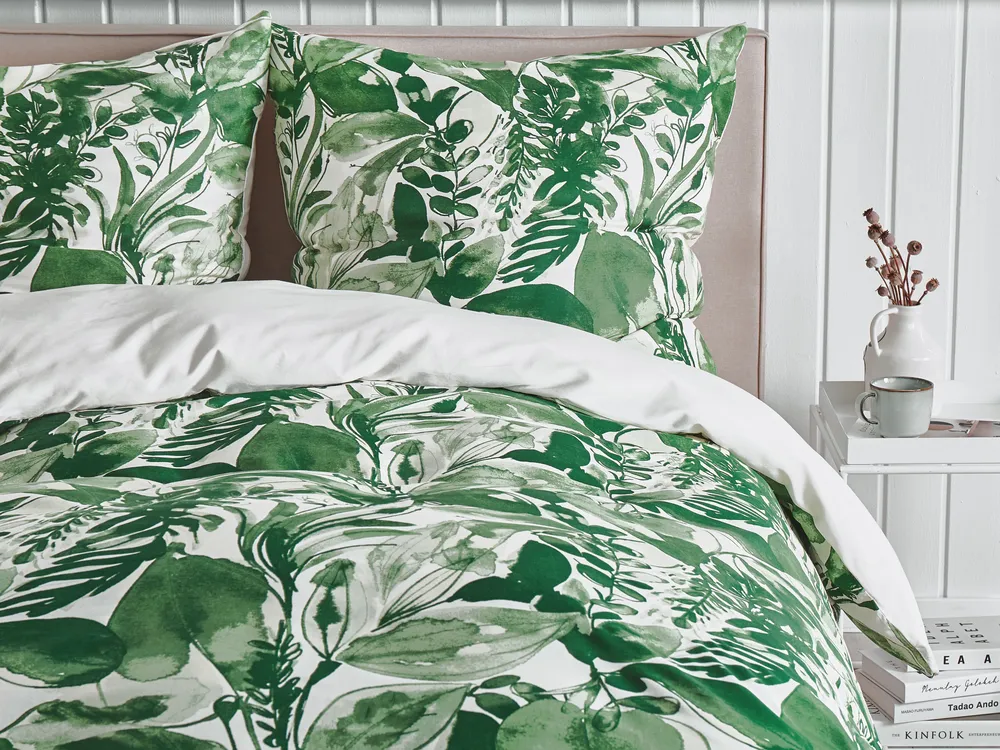 Bettwäsche-Set GREENWOOD 135 x 200 cm Baumwollsatin Grün_803083