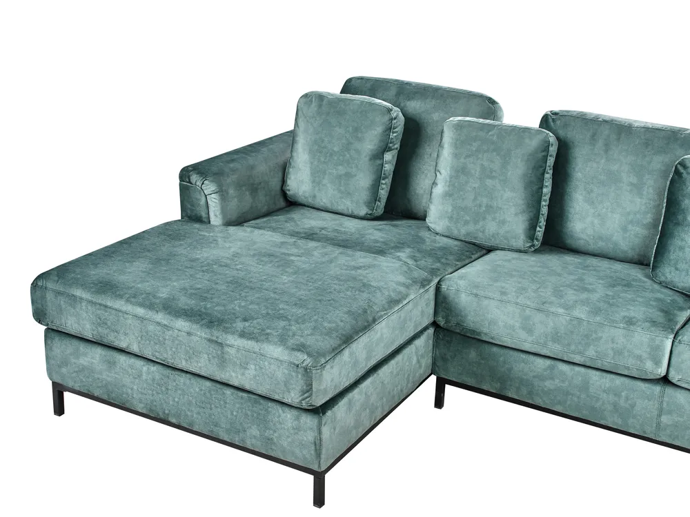 Corner Sofa 4 Seater OSLO Velvet Teal Right Hand_964525