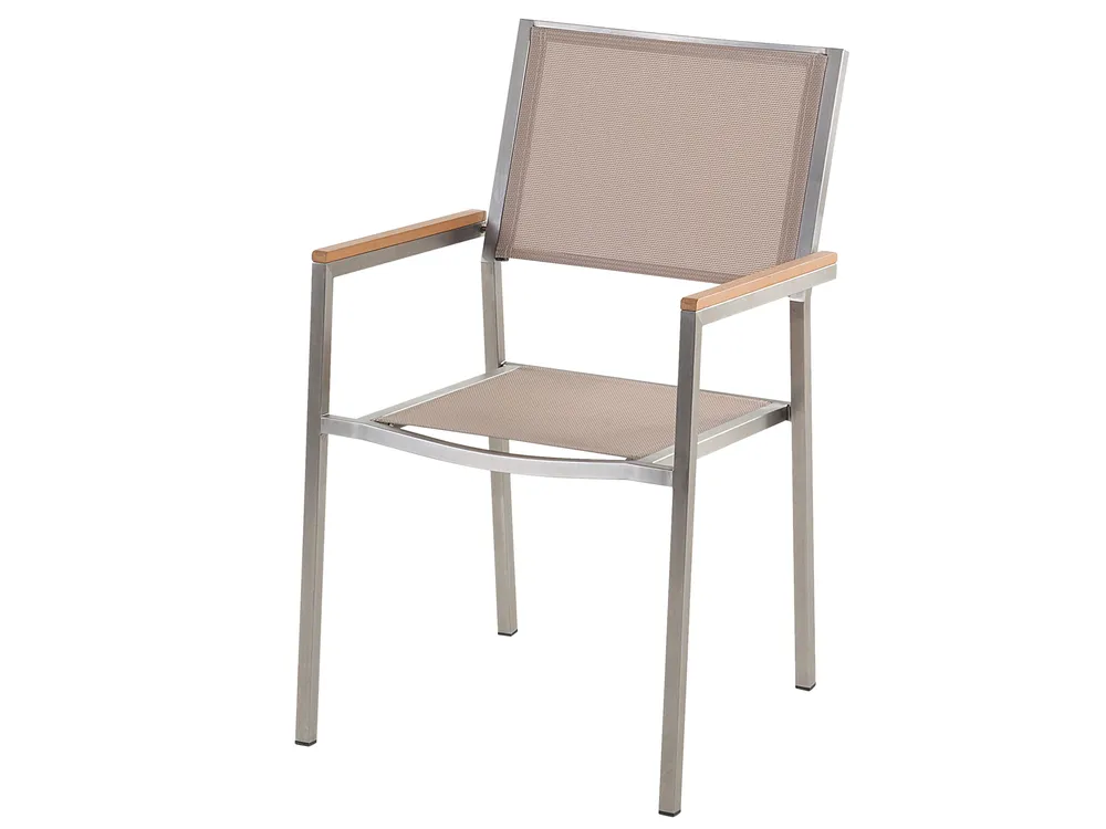 Gartenmöbel Set 6-Sitzer COSOLETO/GROSSETO Sicherheitsglas Marmor Optik Weiß / Beige_881785