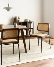 Set of 2 Dining Chairs CORVALLIS PE Rattan Brown_1058807