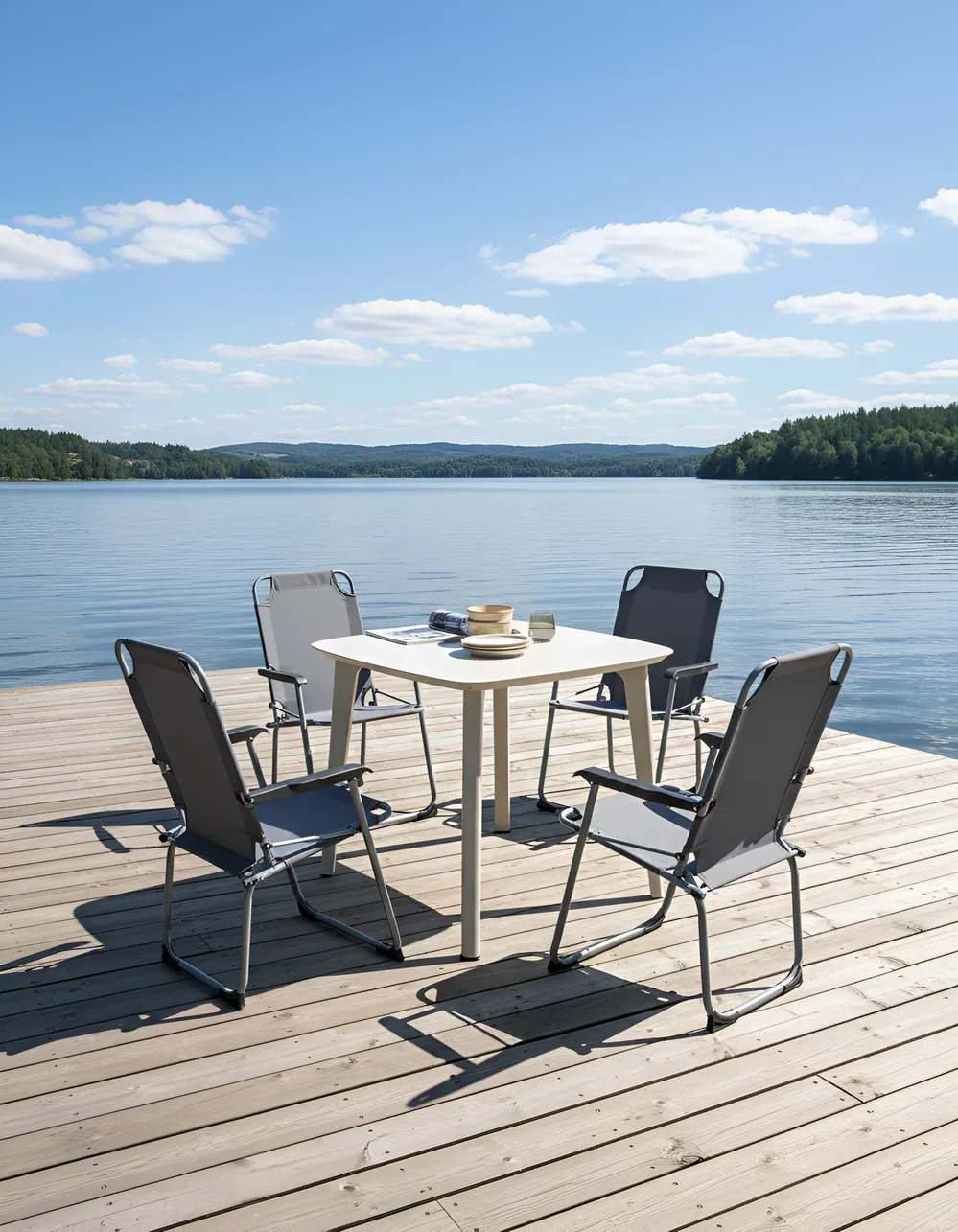 Gartenstuhl 4er Set GALATSI klappbar Metall Grau