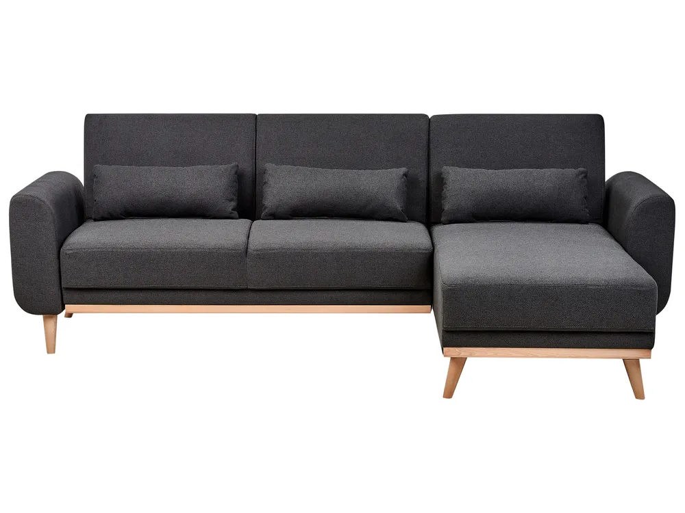 Eckschlafsofa 3-Sitzer OLLSTA Stoff Schwarz linksseitig