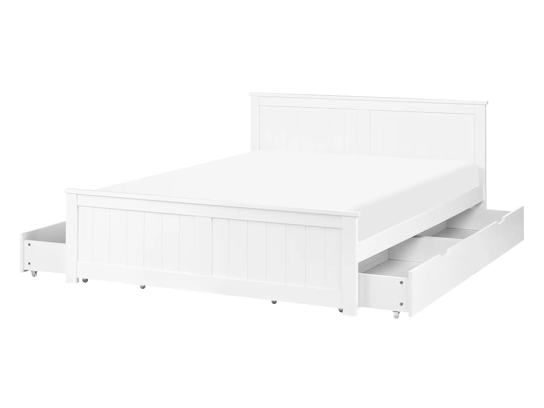 Bett mit 4 Schubladen SABRAN Kiefernholz Weiß 140 x 200 cm_1061268