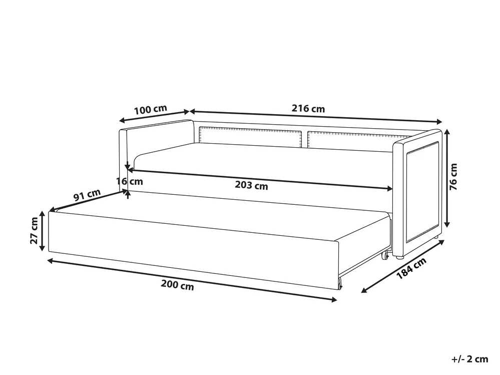 Ausziehbett Cord MIMIZAN 90 x 200 cm Dunkelgrau_843678