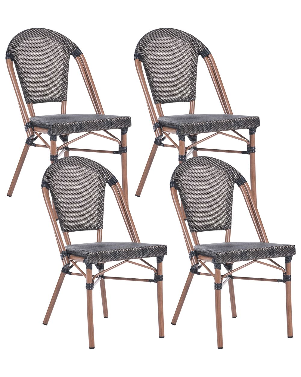 Gartenstuhl 4er Set RIFREDDO Polyrattan Grau