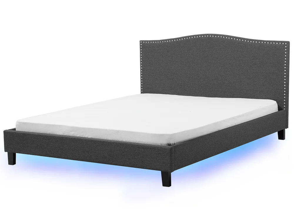 Bett mit Lattenrost Stoff MONTPELLIER 180 x 200 cm LED Bunt