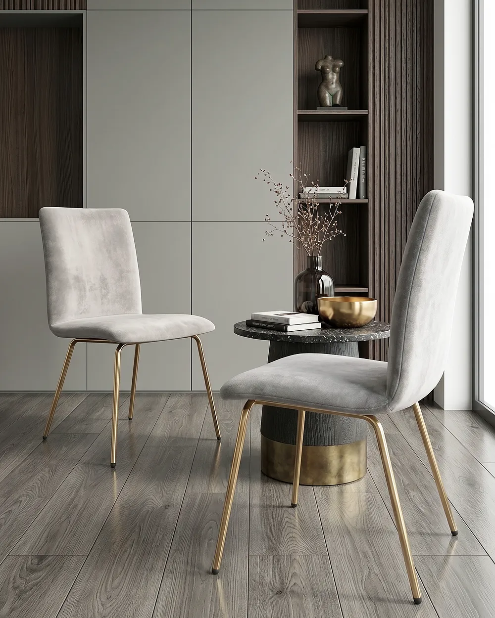 Set of 2 Dining Chairs RUBIO Velvet Grey_1150887