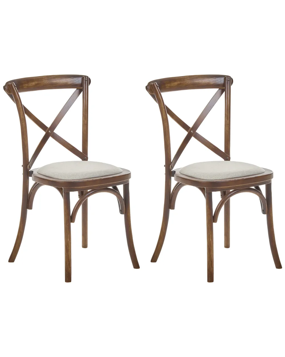 Lot de 2 chaises LYONS Bois Marron foncé/beige