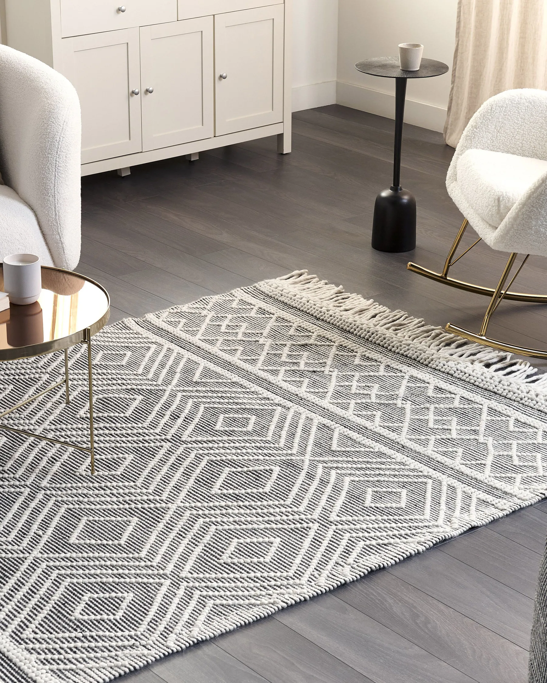 Teppich SAVUCA Schwarz 160 x 230 cm Wolle_856510