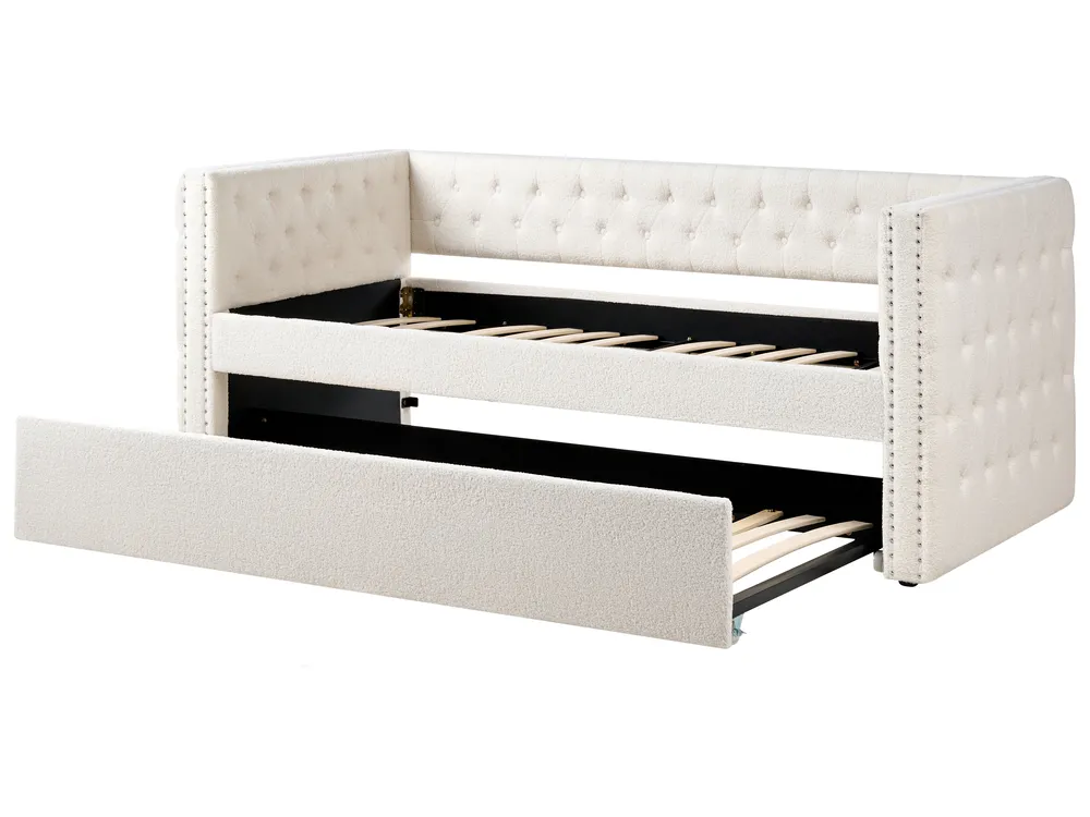 Ausziehbett Bouclé GASSIN 90 x 200 cm Cremeweiß_951566
