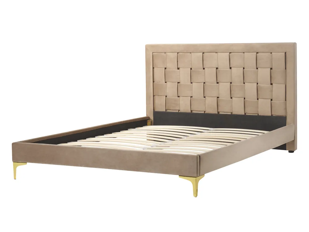 Bed Velvet LIMOUX 140 x 200 cm (EU Double) Taupe_867176