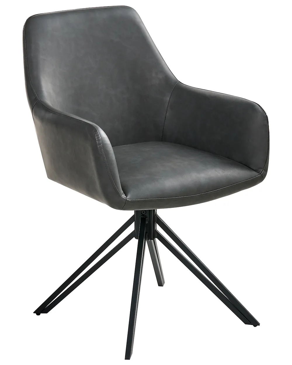 Esszimmerstuhl 2er Set drehbar SANSARC Kunstleder Schwarz