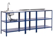 Outdoor-Küche 3er Set mit Spüle VILAMA Blau Metall_974599