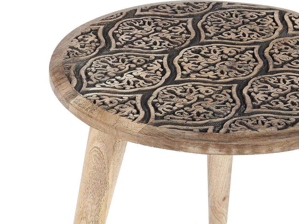 Set of 2 Side Tables SHARMA Mango Wood Brown/ Black_857345