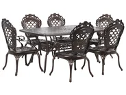 Gartenmöbel Set 6-Sitzer LIZZANO inkl. Kissen Metall Dunkelbraun_765519
