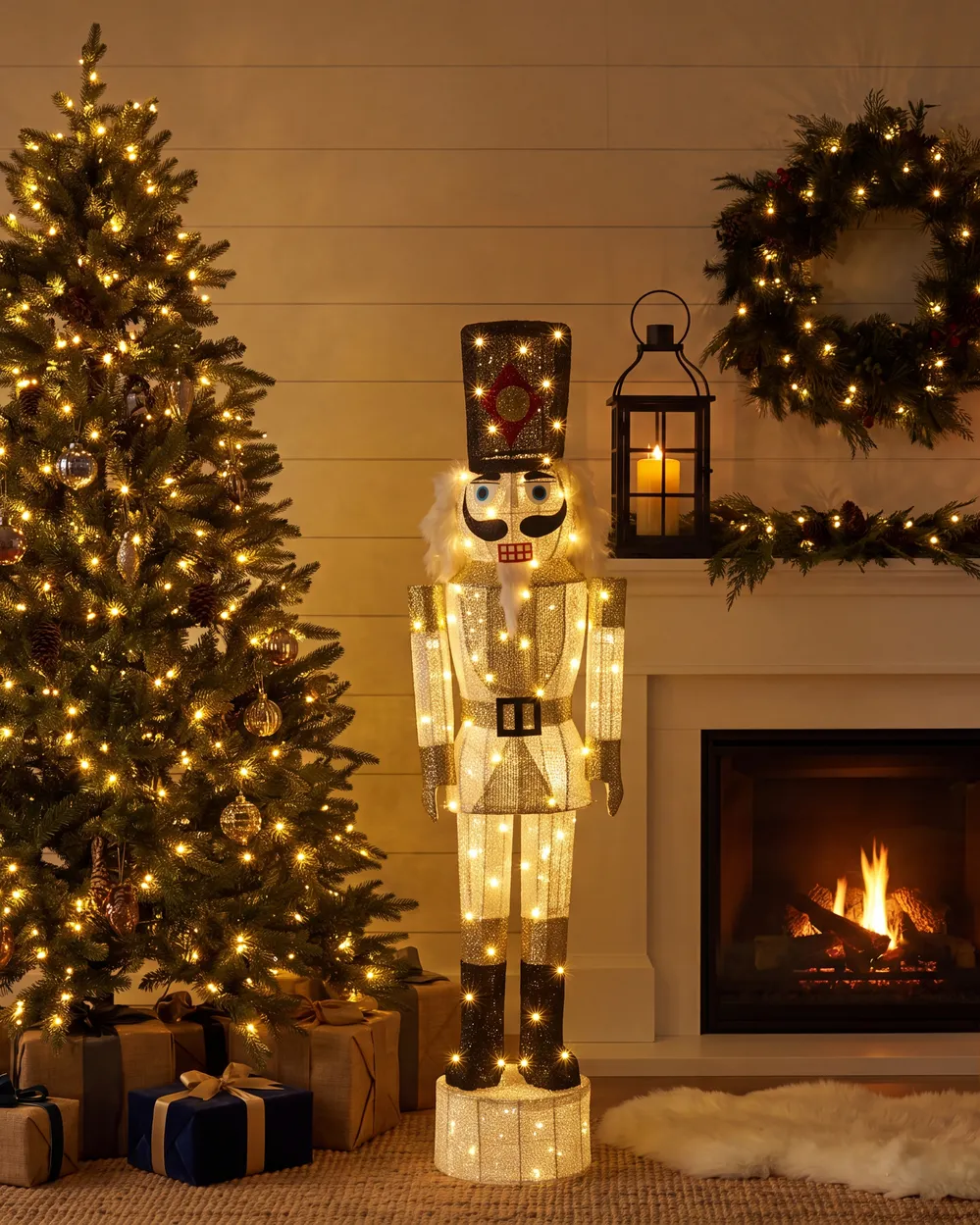 Outdoor Decoration LED STOROVAN 152 cm Nutcracker White/ Gold_1018950