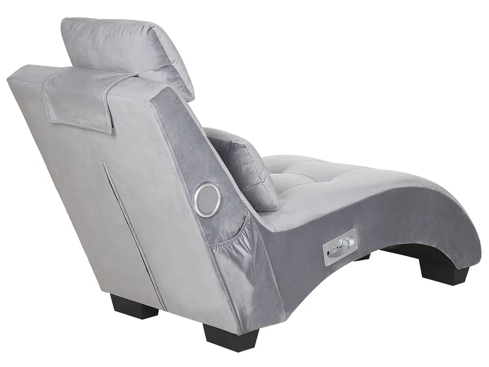Chaiselongue SIMORRE mit Bluetooth-Lautsprecher Samtstoff Grau_794359