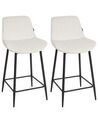 Set of 2 Bar Chairs DUBROVNIK Velvet Light Beige