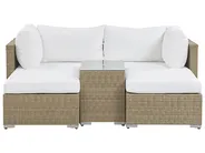 Lounge Set mit Tisch 2-Sitzer NOTO modular Polyrattan Hellbraun_780010