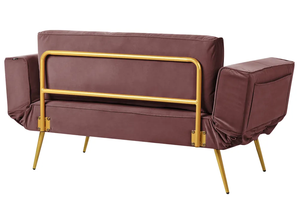 Schlafsofa 2-Sitzer SAARELA Samtstoff Rosa_932739