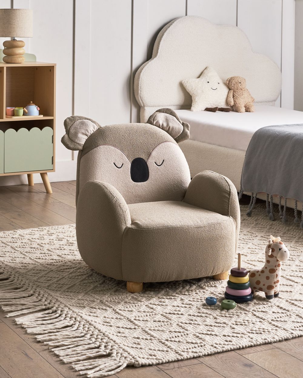 Kids Armchair Koala HERVIK Fabric Taupe