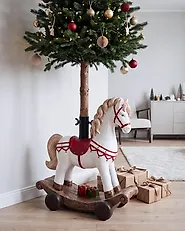 Christmas Tree Stand TEPASTO 48 cm Rocking Horse White_1185222