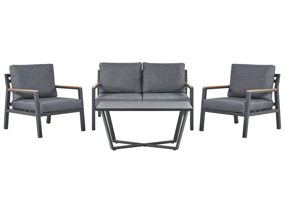 Lounge Set mit Tisch 4-Sitzer DELIA Metall Grau