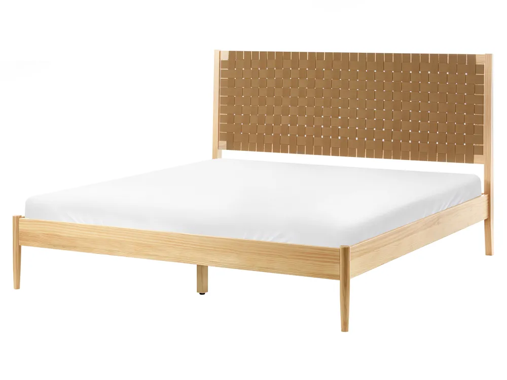Bett mit Lattenrost Kiefernholz BRUNEMONT 160 x 200 cm Hellbraun