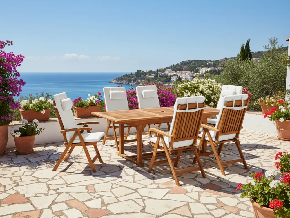 Outdoor Sitzkissen 6er Set JAVA/AMANTEA PREMIUM 50 x 71 cm Cremeweiß