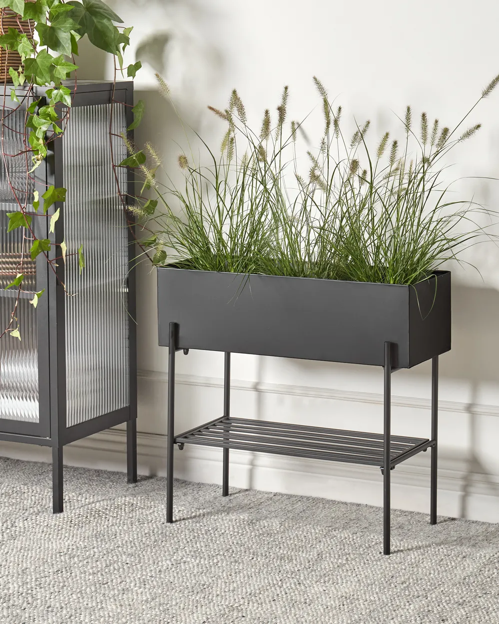 Blumentopf mit Beinen VINCA 70 cm Metall Schwarz_942284