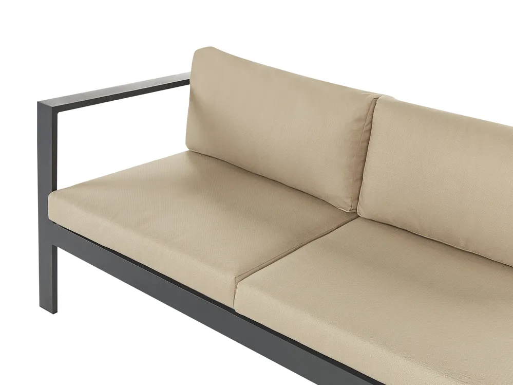 Garten Ecksofa mit Tisch 5-Sitzer MESSINA Metall Sandbeige linksseitig_932159