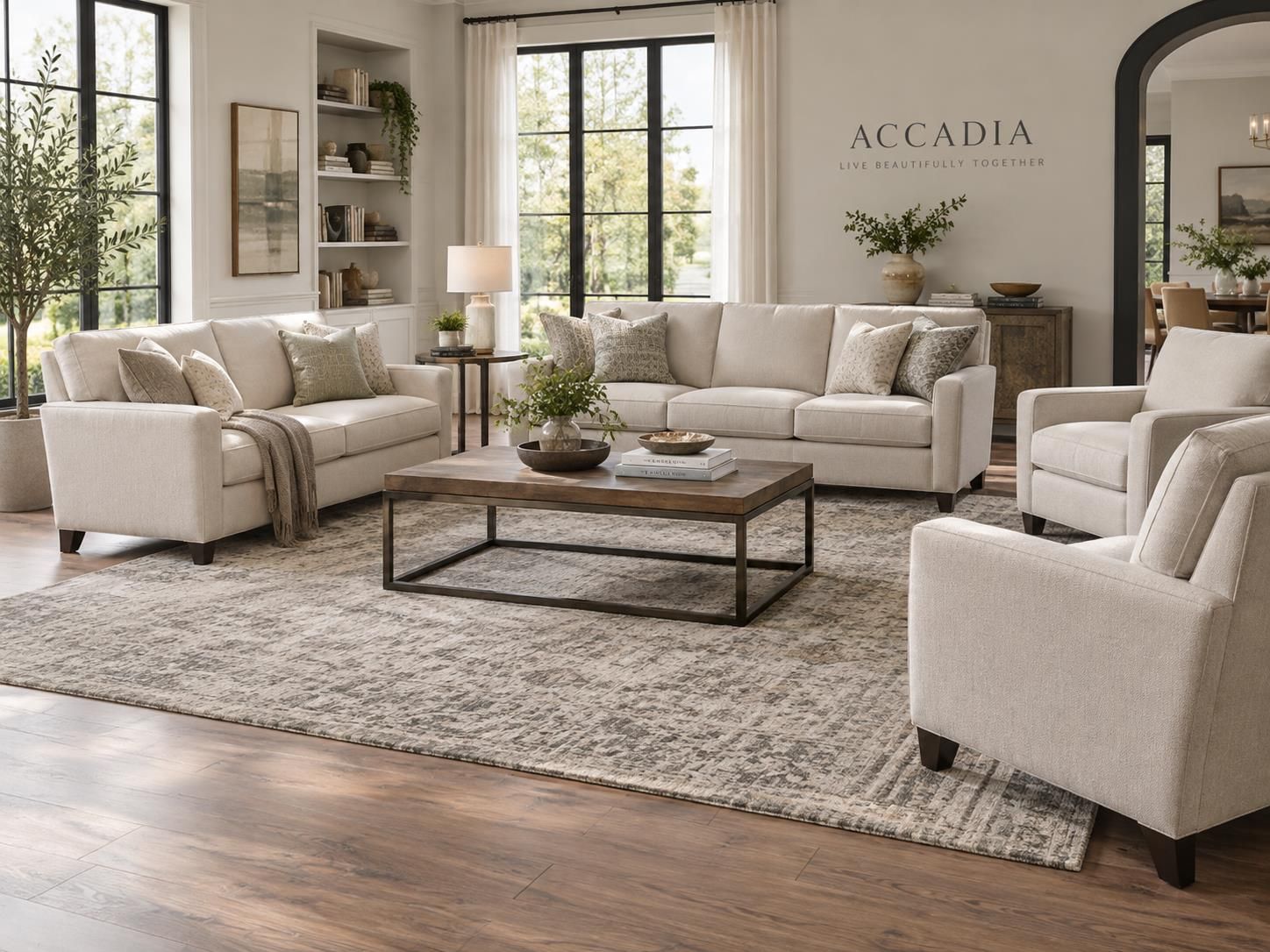 Lounge Set mit Tisch 4-Sitzer ACCADIA zertifiziertes Akazienholz ...
