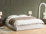 Bett mit Stauraum ohne Kopfteil DINAN Bouclé Cremeweiß 160 x 200 cm_1028953