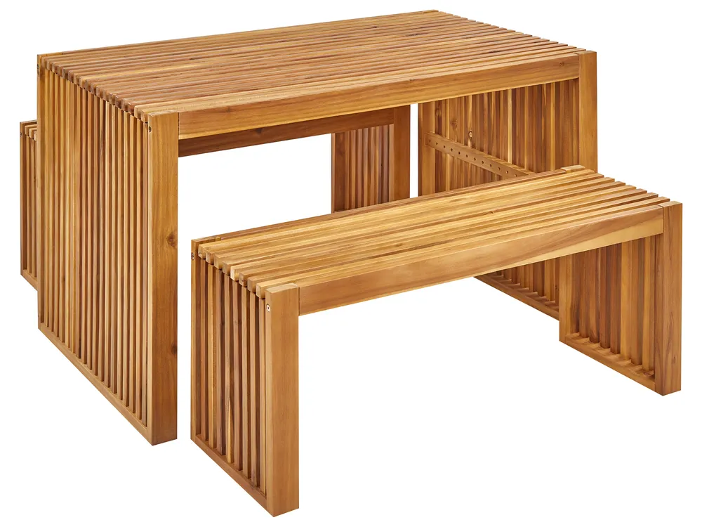 Gartenmöbel Set mit Bänken 4-Sitzer BELLANO Akazienholz Braun